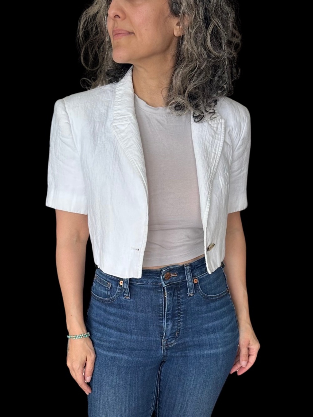 Zara White 100% Linen Cropped Jacket | Size XS | Summer Essential